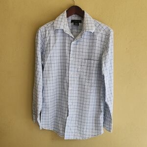 jf j.ferrar White and Blue Plaid Shirt